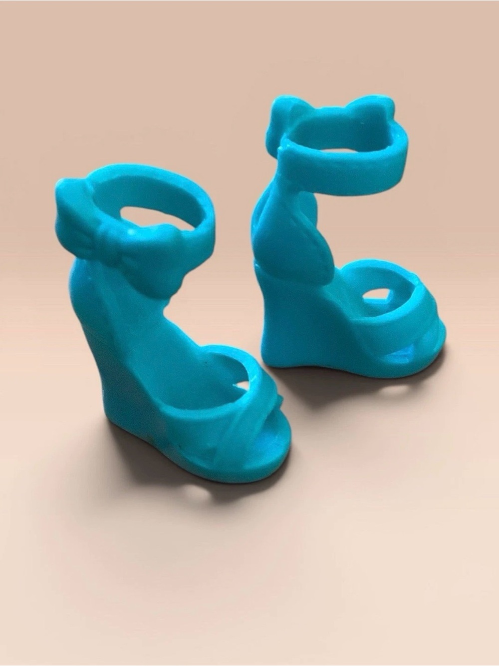 Doll Shoes Mattel Barbie Blue Wedge Sandals Heels